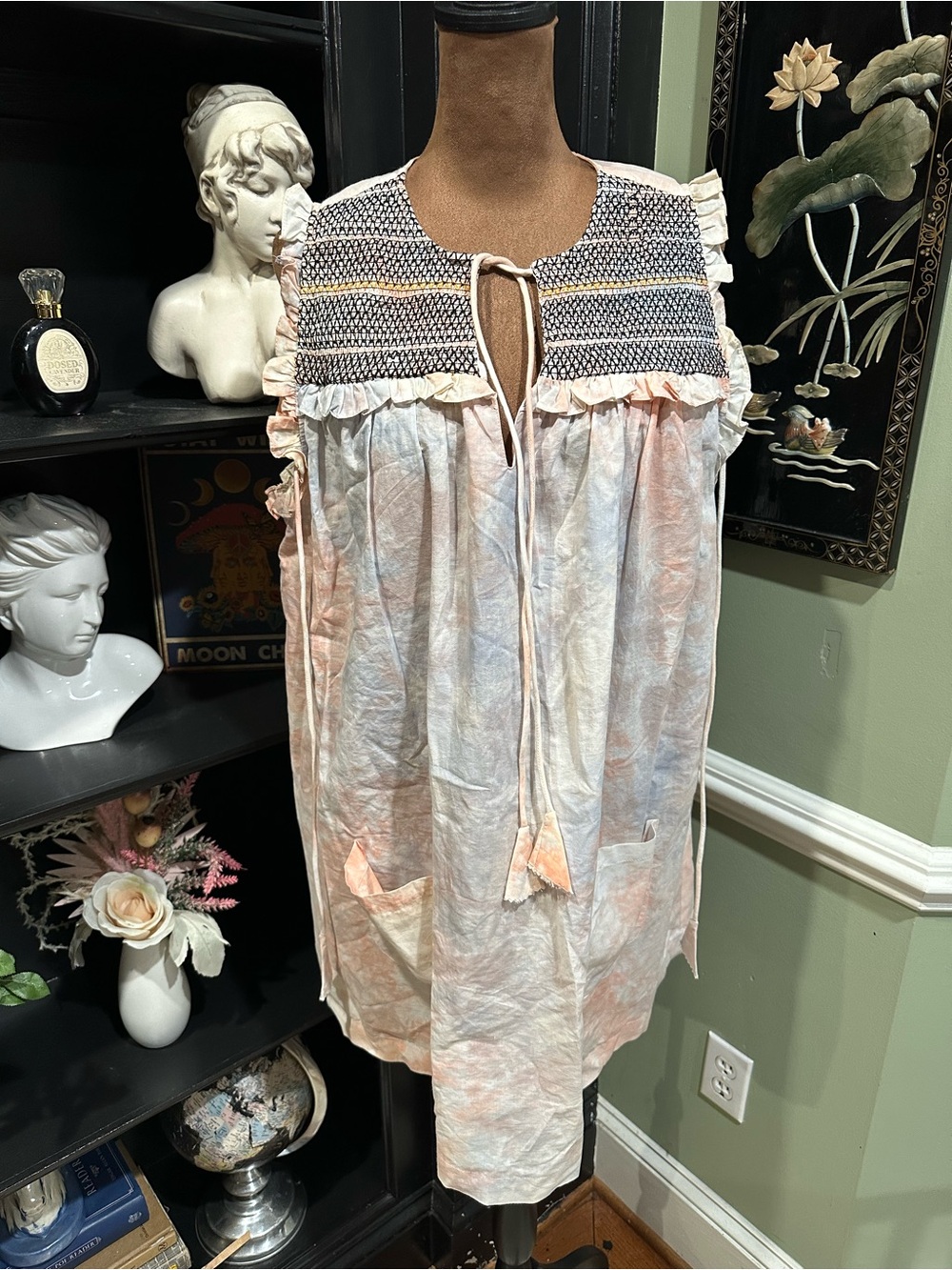 Anthropologie Floe Bohemian‑Style Smocked Yoke Tie‑Dye Dress – Size Small